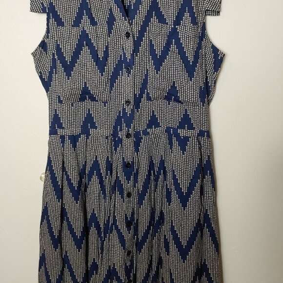 11-1 Tylho Dress Anthropologie Shirt Dress Geometric Sleeveless Button Boho - Picture 5 of 7